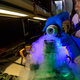 Navya Pramod, a systems engineer in Intel’s overclocking lab in Hillsboro, Oregon, pours liquid nitrogen to cool down a 9th Gen Intel Core i9-9900K processor during an overclocking demonstration in September 2019.